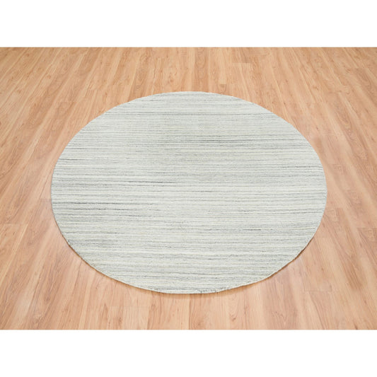 Modern and Contemporary Wool Hand Loomed Rug Ivory No Border 6.1X6.1 -O065014