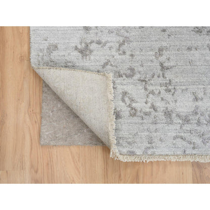 Transitional Wool & Silk Hand Knotted Rug Grey No Border 10.0X10.0 -O065016