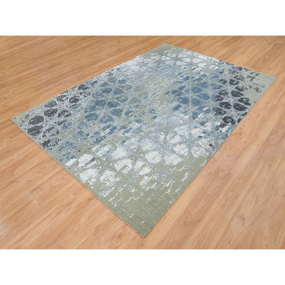 Modern and Contemporary Wool & Silk Hand Knotted Rug Grey No Border 6.1X9.3 -O065017