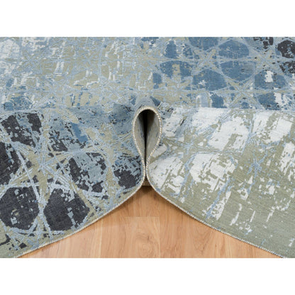 Modern and Contemporary Wool & Silk Hand Knotted Rug Grey No Border 6.1X9.3 -O065017