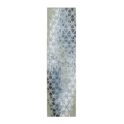 Modern and Contemporary Wool & Silk Hand Knotted Rug Grey No Border 2.6X10.1 -O065018