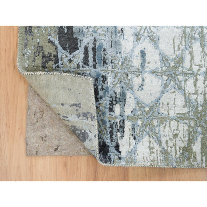 Modern and Contemporary Wool & Silk Hand Knotted Rug Grey No Border 2.6X10.1 -O065018