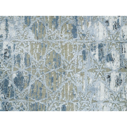 Modern and Contemporary Wool & Silk Hand Knotted Rug Grey No Border 2.6X10.1 -O065018