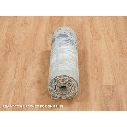 Modern and Contemporary Wool & Silk Hand Knotted Rug Grey No Border 2.6X10.1 -O065018