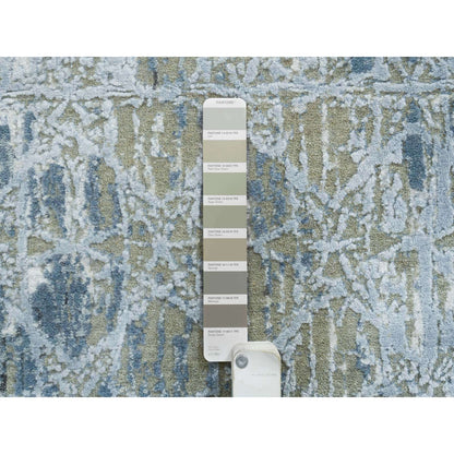 Modern and Contemporary Wool & Silk Hand Knotted Rug Grey No Border 2.6X10.0 -O065019