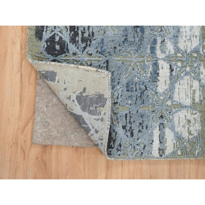 Modern and Contemporary Wool & Silk Hand Knotted Rug Grey No Border 2.7X12.0 -O065020