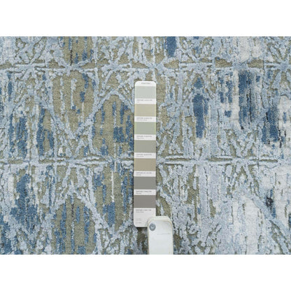 Modern and Contemporary Wool & Silk Hand Knotted Rug Grey No Border 2.7X12.0 -O065020