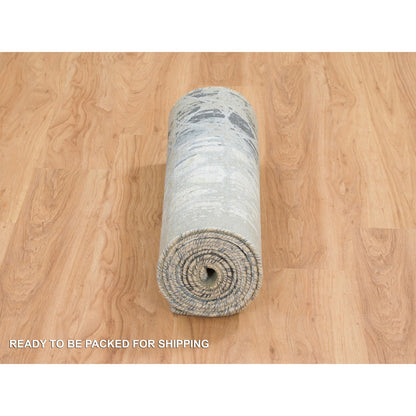 Modern and Contemporary Wool & Silk Hand Knotted Rug Grey No Border 2.7X12.0 -O065020