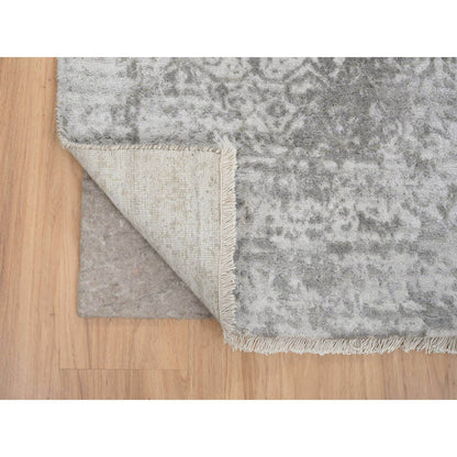 Transitional Wool & Silk Hand Knotted Rug Grey No Border 2.7X20.0 -O065021