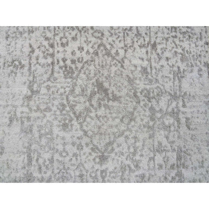 Transitional Wool & Silk Hand Knotted Rug Grey No Border 2.7X20.0 -O065021