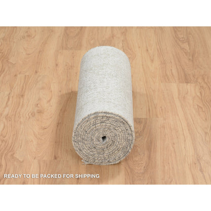 Transitional Wool & Silk Hand Knotted Rug Grey No Border 2.7X20.0 -O065021