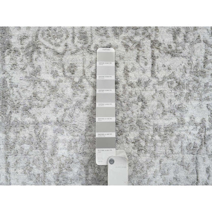 Transitional Wool & Silk Hand Knotted Rug Grey No Border 2.7X17.7 -O065022
