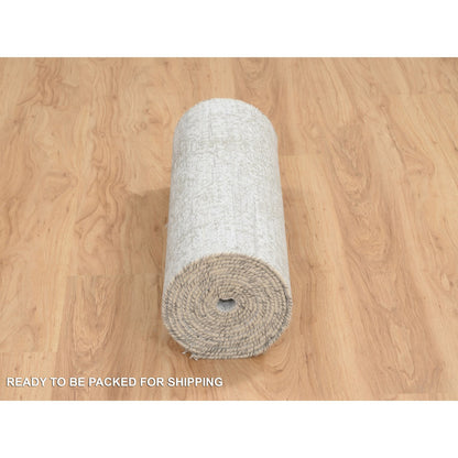 Transitional Wool & Silk Hand Knotted Rug Grey No Border 2.7X17.7 -O065022