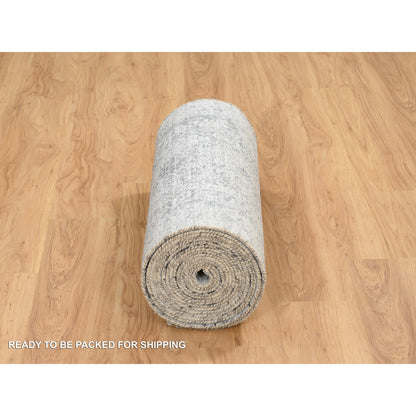 Transitional Wool & Silk Hand Knotted Rug Grey No Border 2.7X23.9 -O065023