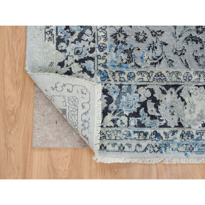 Transitional Wool & Silk Hand Knotted Rug Grey No Border 6.0X9.0 -O065025
