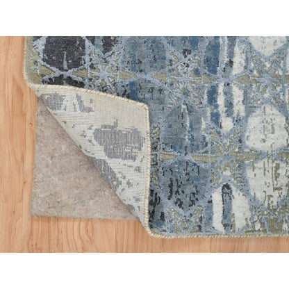 Modern and Contemporary Wool & Silk Hand Knotted Rug Grey No Border 2.6X8.3 -O065027