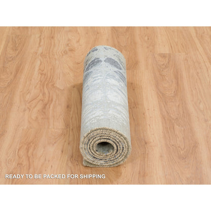 Modern and Contemporary Wool & Silk Hand Knotted Rug Grey No Border 2.6X8.3 -O065027