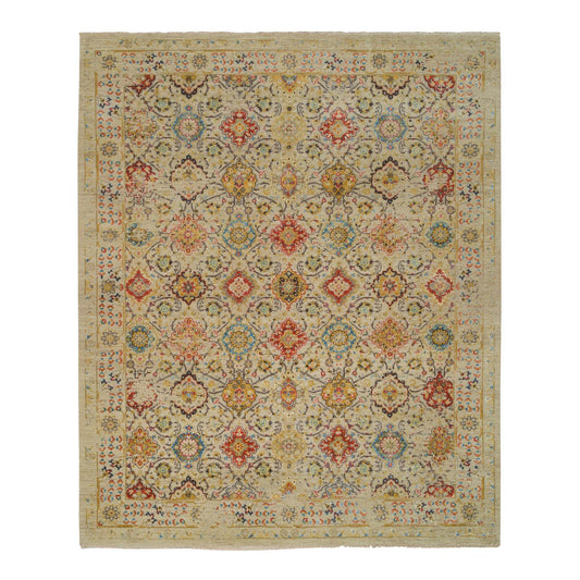 Transitional Wool & Silk Hand Knotted Rug Beige Beige 8.2X10.2 -O065029