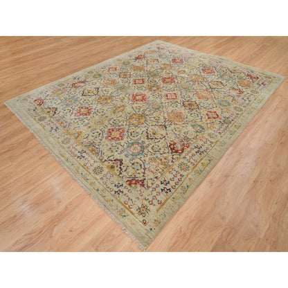 Transitional Wool & Silk Hand Knotted Rug Beige Beige 8.2X10.2 -O065029