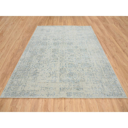 Transitional Wool & Silk Hand Loomed Rug Grey No Border 8.1X10.0 -O065034