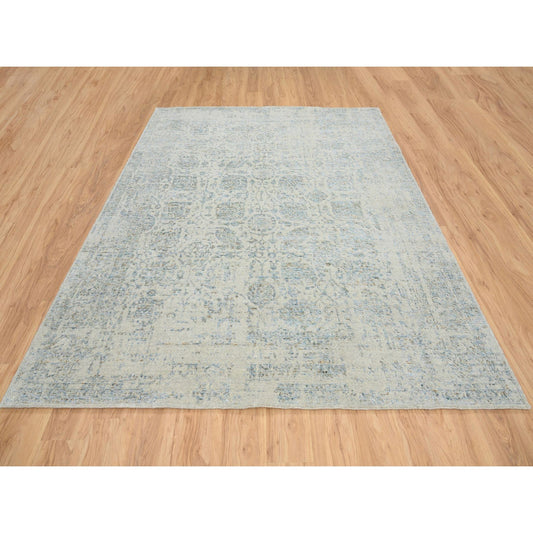 Transitional Wool & Silk Hand Loomed Rug Grey No Border 8.1X10.0 -O065034