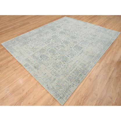 Transitional Wool & Silk Hand Loomed Rug Grey No Border 8.1X10.0 -O065034