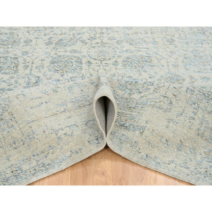 Transitional Wool & Silk Hand Loomed Rug Grey No Border 8.1X10.0 -O065034