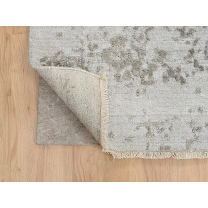 Transitional Wool & Silk Hand Knotted Rug Grey No Border 11.9X15.0 -O065039