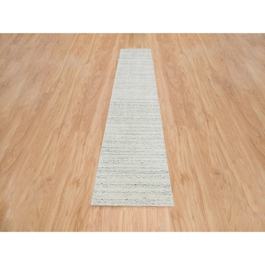Modern and Contemporary Wool Hand Loomed Rug Beige No Border 2.5X12.0 -O065041
