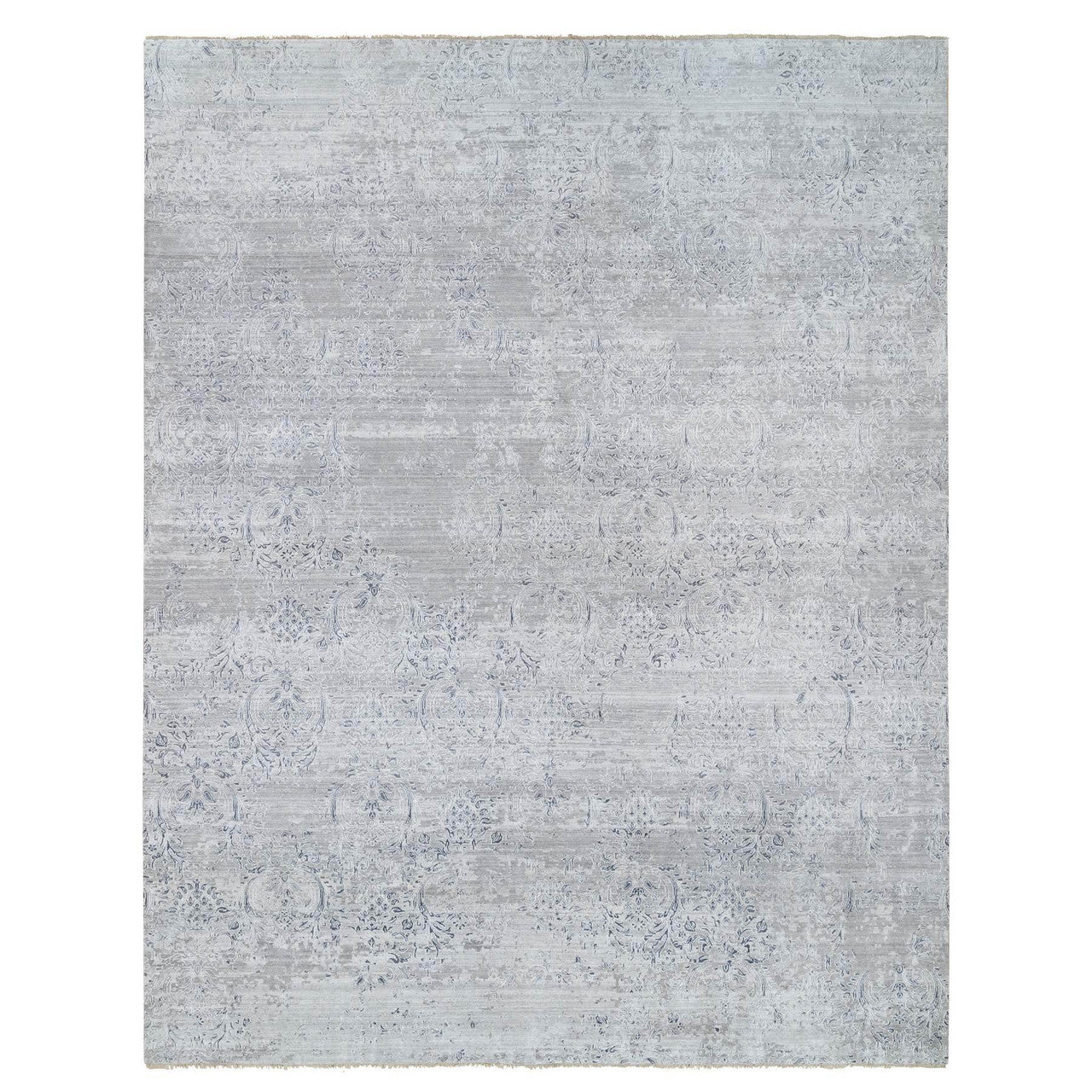 Ivory 11'9" x 15'0" Transitional Hand knotted Wool/Silk Rug - Sku: O065042