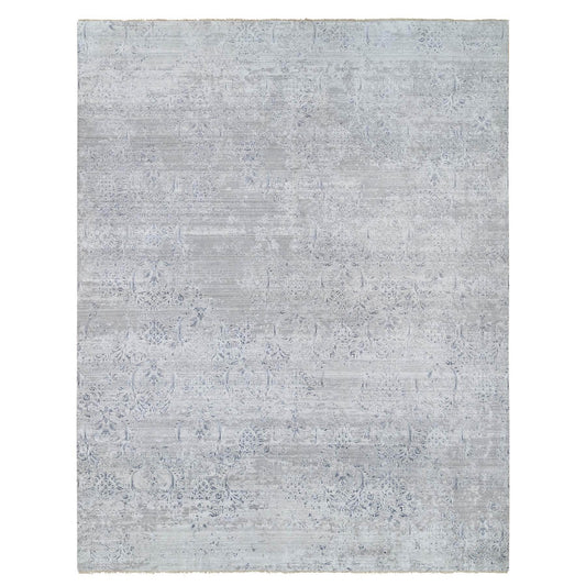 Transitional Wool & Silk Hand Knotted Rug Ivory No Border 11.9X15.0 -O065042