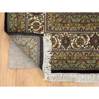 Fine Oriental Wool Hand Knotted Rug Black Ivory 8.0X10.0 -O065049