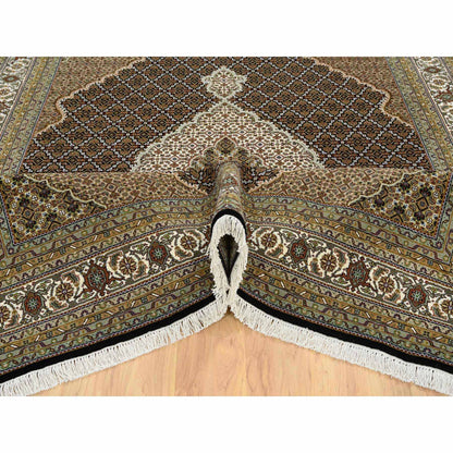 Fine Oriental Wool Hand Knotted Rug Black Ivory 8.0X10.0 -O065049