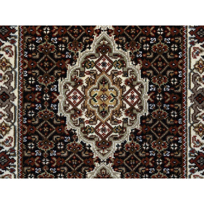 Fine Oriental Wool Hand Knotted Rug Black Ivory 2.0X7.10 -O065061