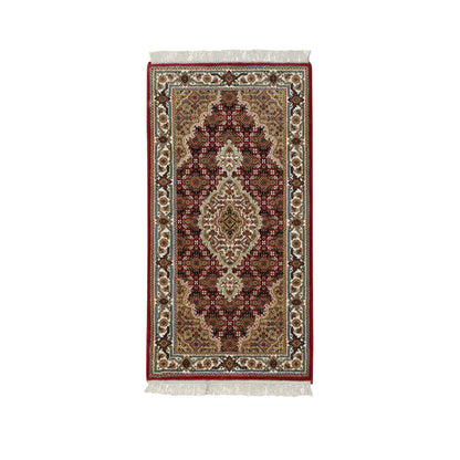 Fine Oriental Wool Hand Knotted Rug Red Ivory 2.0X4.2 -O065083