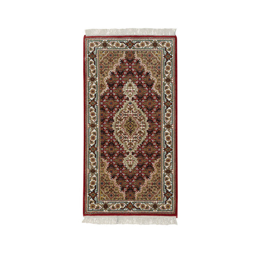 Fine Oriental Wool Hand Knotted Rug Red Ivory 2.0X4.2 -O065083