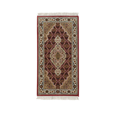 Fine Oriental Wool Hand Knotted Rug Red Ivory 2.0X4.2 -O065083