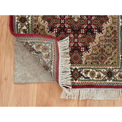 Fine Oriental Wool Hand Knotted Rug Red Ivory 2.0X4.2 -O065083