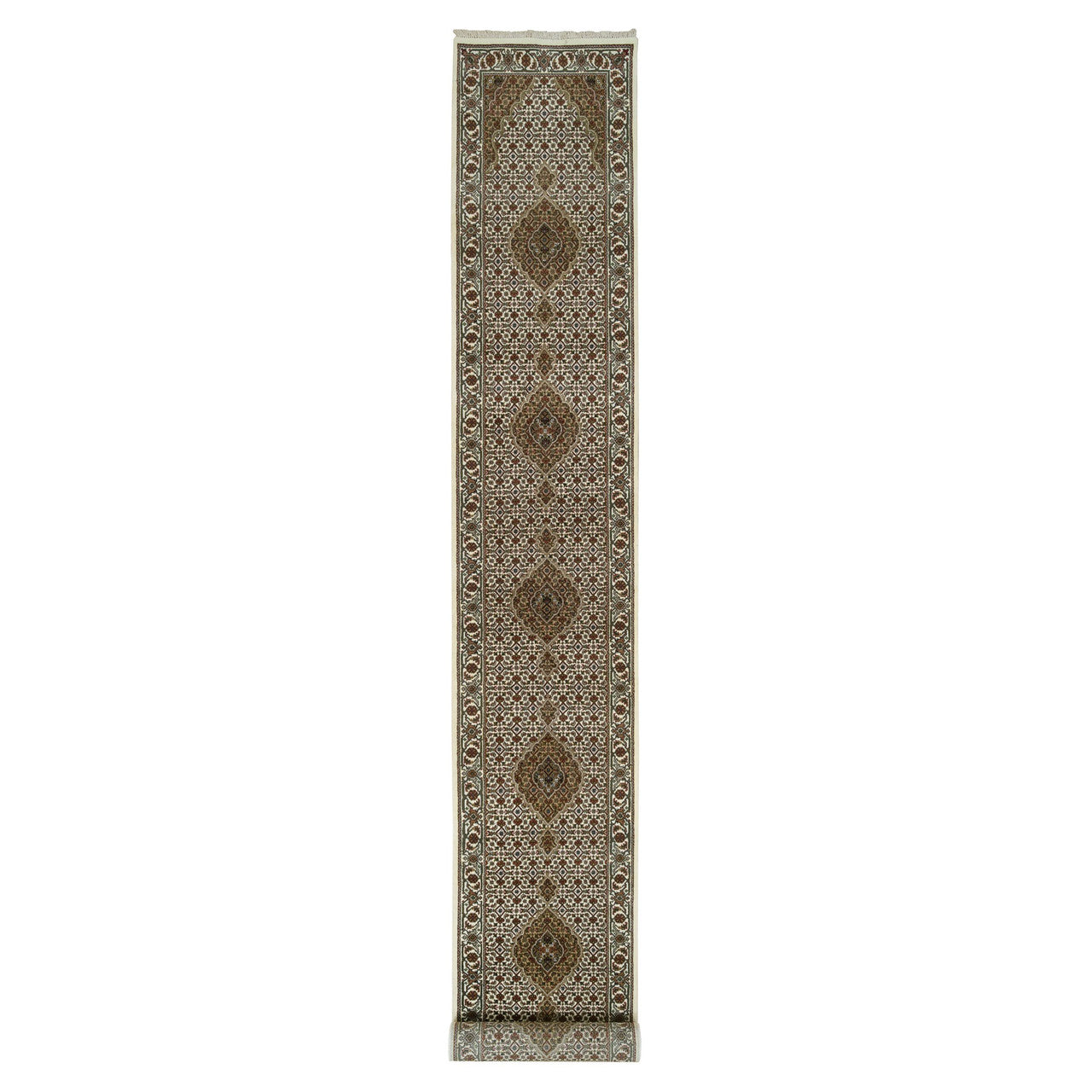 Fine Oriental Wool Hand Knotted Rug Ivory Ivory 2.6X18.0 -O065085