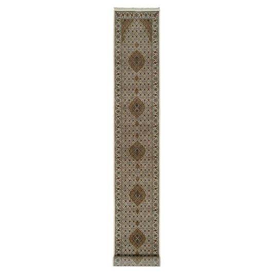 Fine Oriental Wool Hand Knotted Rug Ivory Ivory 2.6X18.0 -O065085