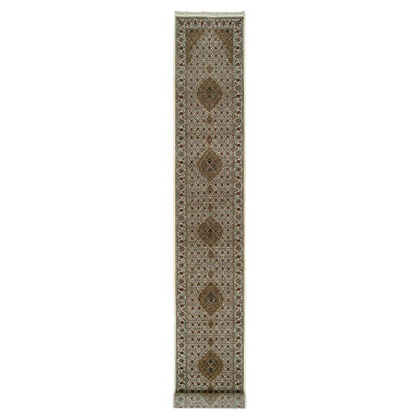 Fine Oriental Wool Hand Knotted Rug Ivory Ivory 2.6X18.0 -O065085
