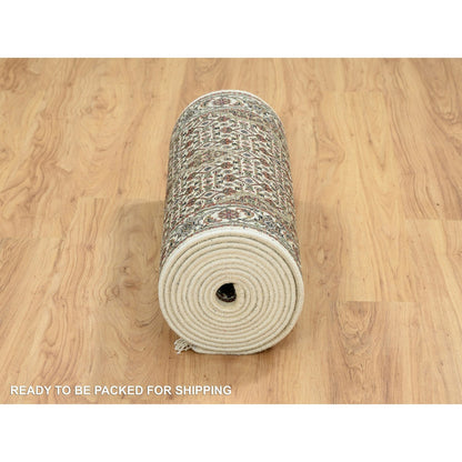 Fine Oriental Wool Hand Knotted Rug Ivory Ivory 2.6X18.0 -O065085