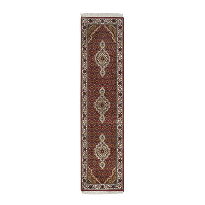 Fine Oriental Wool Hand Knotted Rug Red Ivory 2.0X8.2 -O065096