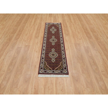 Fine Oriental Wool Hand Knotted Rug Red Ivory 2.0X8.2 -O065096