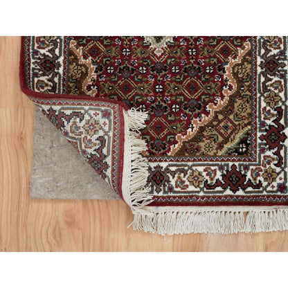 Fine Oriental Wool Hand Knotted Rug Red Ivory 2.0X8.2 -O065096