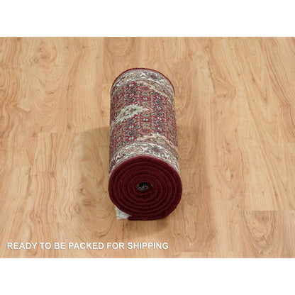 Fine Oriental Wool Hand Knotted Rug Red Ivory 2.0X8.2 -O065096