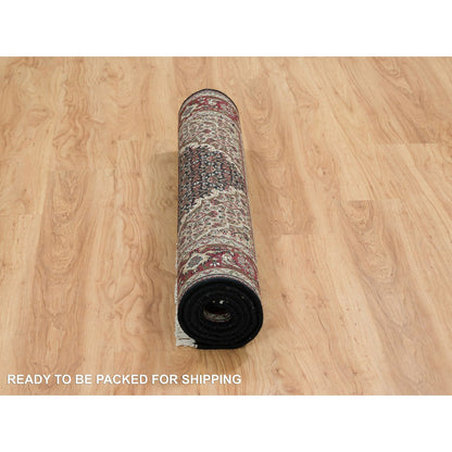 Fine Oriental Wool Hand Knotted Rug Black Red 4.1X6.0 -O065101