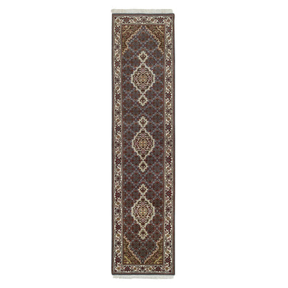 Fine Oriental Wool Hand Knotted Rug Grey Ivory 2.0X8.5 -O065105
