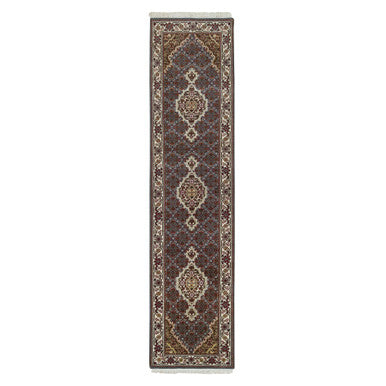 Fine Oriental Wool Hand Knotted Rug Grey Ivory 2.0X8.5 -O065105