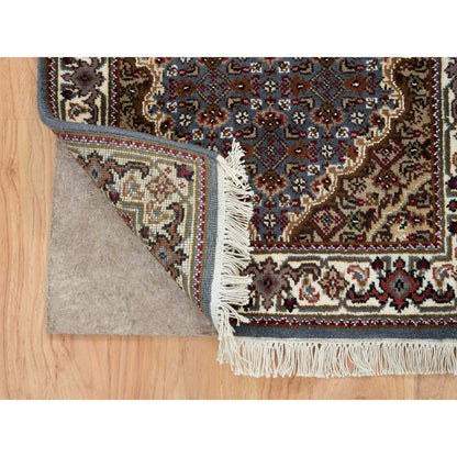 Fine Oriental Wool Hand Knotted Rug Grey Ivory 2.0X8.5 -O065105